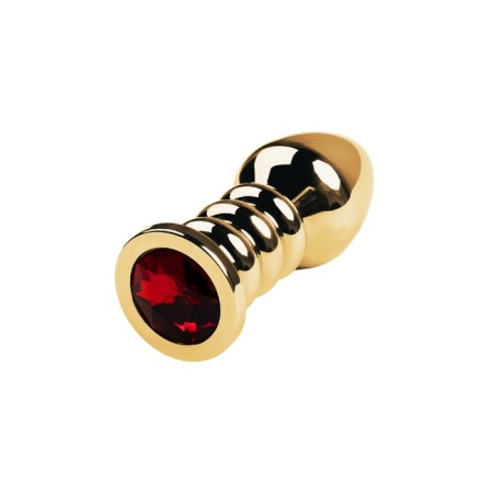 Anal plug Metal by Toyfa, golden, ruby, 10.5 cm, d = 4 cm-2