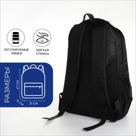 Youth backpack on a zipper, 4 pockets, black/blue color-1
