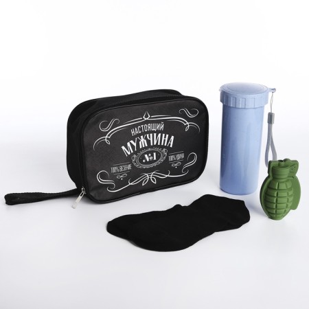 Gift set "Real Man": bag, glass, socks of the 40-42 river, ice form-3
