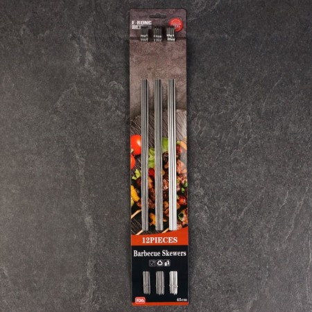 A set of skewers for barbecue, metal, 12 pcs, 45 cm-3