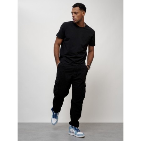 Cargo jeans male, size 48, black color-8