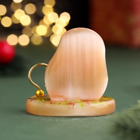 The souvenir "Stability is everywhere and in everything! 2025", with a bell, selenite, 6x6x4.5 cm-1