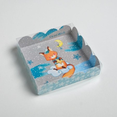 Box for confectionery with PVC lid “Winter happiness”, 13 x 13 x 3 cm, New Year-2