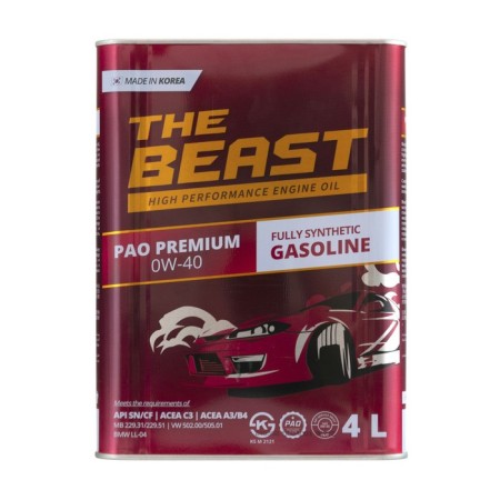 Motor oil The Beast Pao Premium 0W-40, synthetic, 4 liters