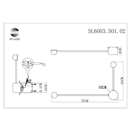Wall lamp ST LUCE. SL6003.501.02. 2x4 W, LED, 4000K, 480 LM, 70x40 cm, white color-4