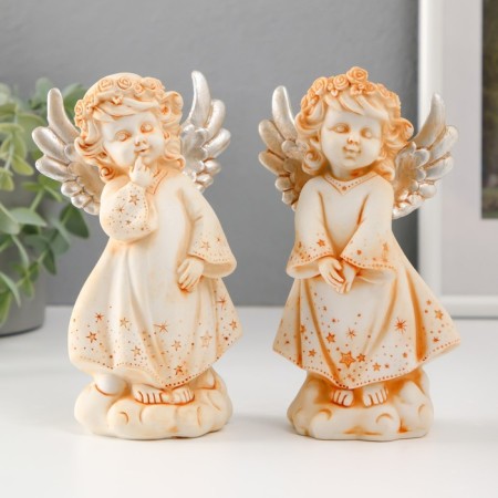 Polystone souvenir "Angel in a star dress and wreath with silver wings" mix 15.3 cm