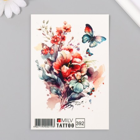 Tattoo on the body "Flowers" 10x15 cm