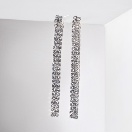 Set 2 objects: earrings, pendant "Elegance" brushes, white color in silver, 50 cm-4