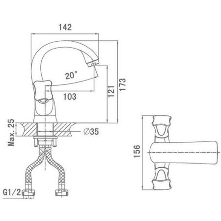 D&K DA1382101 sink mixer, two -welfare-1