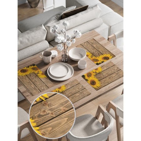 A set of napkins for setting the table “Sunflower on the floor”, rectangular, rounded edges, size 30x46 cm, 4 pcs-1