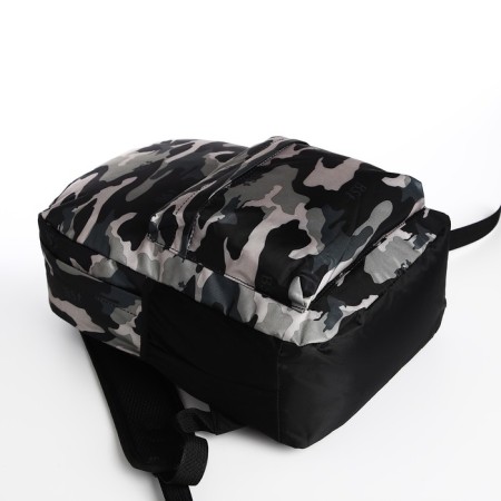 Youth backpack from textiles, 3 pockets, gray color-4
