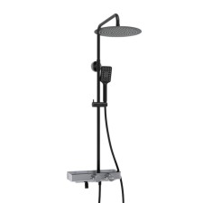 The shower system Wasserkraft A114.160.130.cb Thermo, tropical shower, thermostat, black/chrome 101151