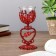 Climber Plastic, glass on 1 candle "Triple Heart" glass on the leg red 15x6.3x6.3cm