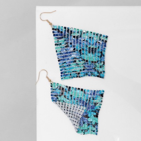 Hanging "rhombus" chain mail, overflows, blue-green color, 9 cm-1