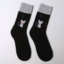 Socks female terry cat, black/gray color, size 23-25