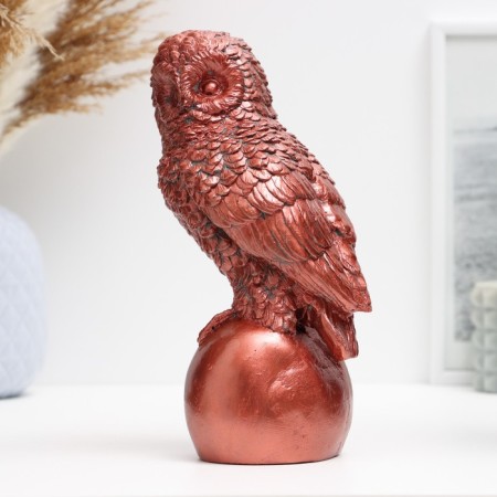 Figure "Owl on the ball" aged copper 19x9x8cm-1