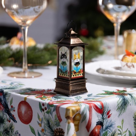 LED figure "Bronze Lantern with cats" 5 × 12 × 5 cm, plastic, batteries AG13x3, glow warm white-1