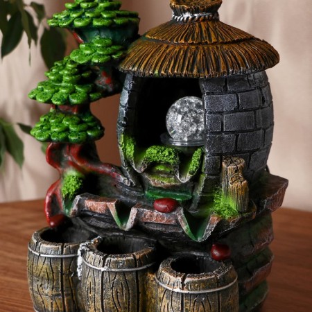 Fountain "Barrels at the Stone House" 20x14x27 cm (with backlight)-1