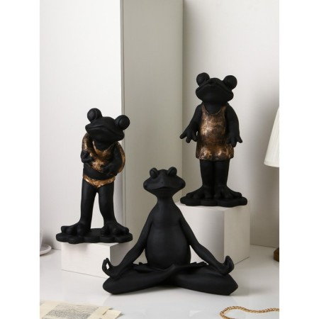 Set of figures "Frog", Polystone, 38 cm, black-gold color