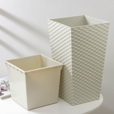 Kashpo for flowers with a “rattan” insert, insert 4.9 l, white color-2