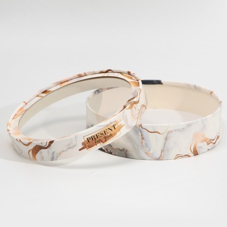 Box for Makarun, confectionery packaging tube with a window, “marble” 20 x 20 x 5 cm-1