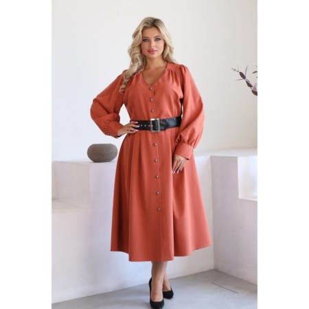 Female dress, size 52, terracotta color-12