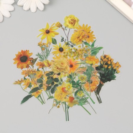 Plastic stickers "Summer flowers. Yellow" set 40 pcs 15x8 cm-1