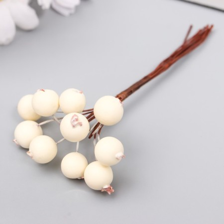 Decor for creativity "Berries White" 1 bouquet = 10 berries d = 1 cm 10 cm-1