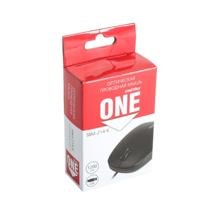 Mouse Smartbuy One 214-K, wired, optical, 1200 dpi, USB, black-4