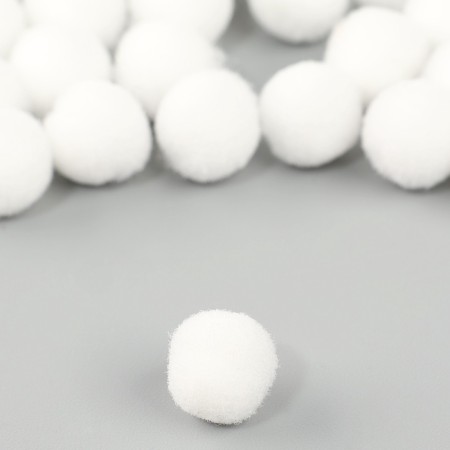 A set of textile details for the decor "bombs" 100 pcs. set, size 1 pc: 1 cm, white color-3