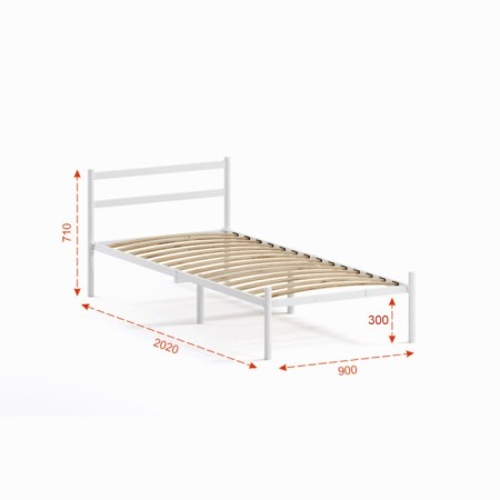 Bed a collapsible metal metallic metallic 900x2000, white-1