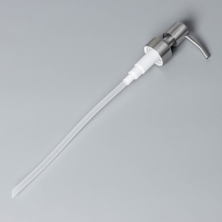 Pump for a dispenser, stainless steel, thread diameter 28 mm, stick length 20 cm, silver color