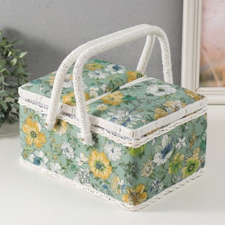 Casket for needlework "Green Flower Polyanka" 19x26x14.5 cm-7