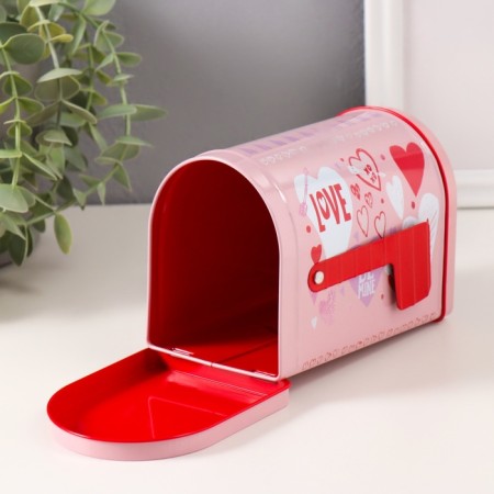 Casket metal mailbox "Romance" pink 13.3x8x9.5 cm-5