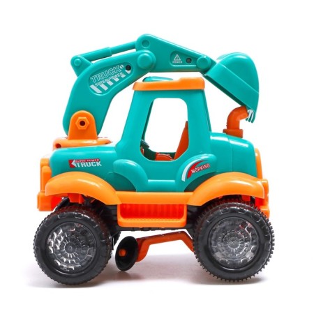 Tractor "Construction", mobile details, light and sound, works from batteries, turquoise color-1