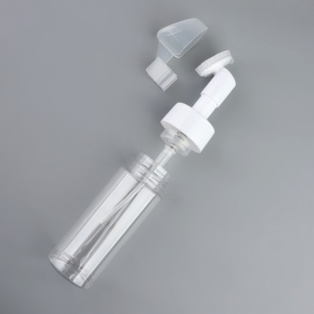 A bottle with a brush for washing, with a dispenser, 150 ml, white/transparent color-9