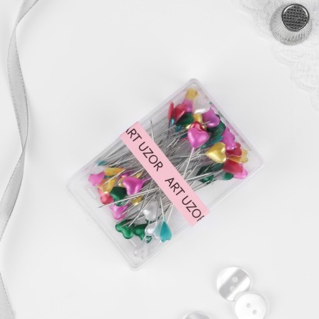 Portnovsky pins "Heart", 55 mm, 50 pcs, color mix-4