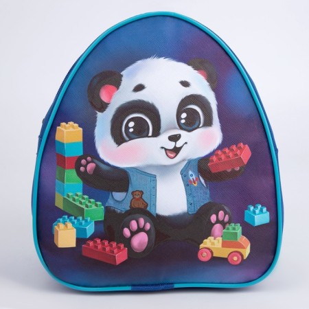 Baby backpack for the boy "Panda and Lego", 23x20.5 cm, lightning department-1