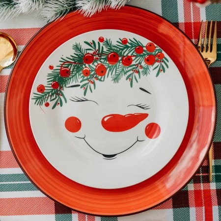New Year. Ceramic plate "Snowman Ledysh", 20 cm-3