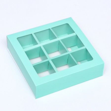 Box for 9 sweets with a shell, green, 14.5 x 14.5 x 3.5 cm-1