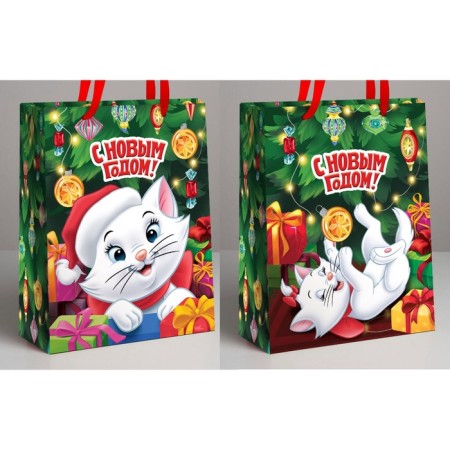 New Year. Gift package, 18x23x11.5 cm, packaging, cats aristocrats-2
