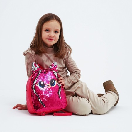 Baby backpack for girls with sequins, lightning department, pink color-7