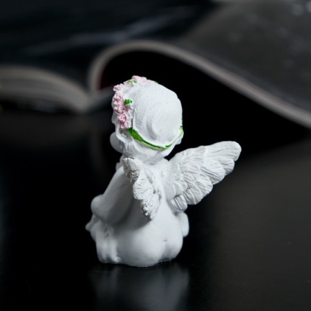Polystone souvenir "Angel-karapus in a pink wreath with a bear" MIX 5.8x4.4x3.8 cm-3