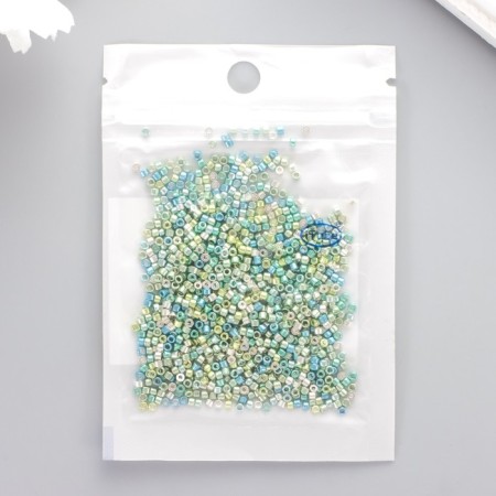 Glass bead 11/0 "cylinder. Blue-green gloss" 10 g-2