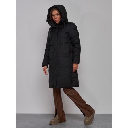 Coat insulated winter female, size 42, black color-6