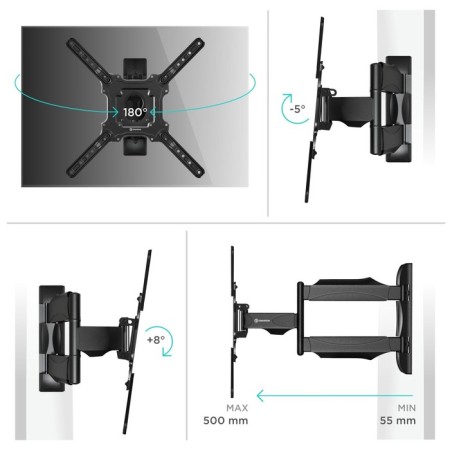 Onkron M4 bracket, for TV, sloping-in-housing, 32 "-65", 55-500 mm from the wall, black-1
