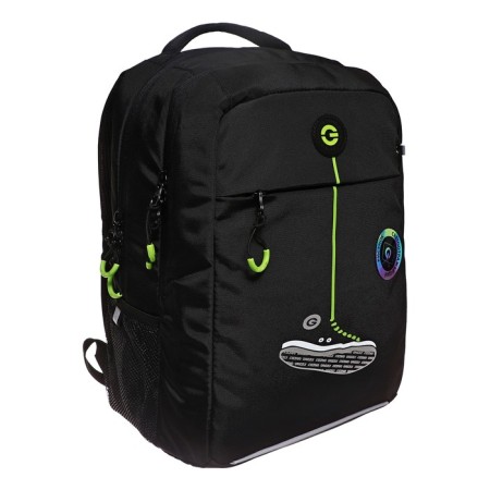 School backpack, 39 x 26 x 19 cm, Grizzly, ergonomic back, laptop department, black-1