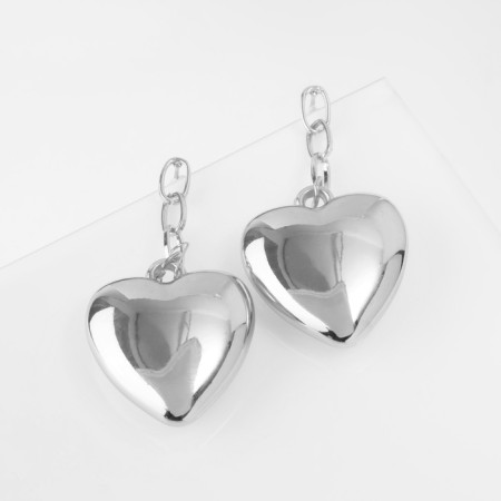 Earrings Metal "Heart" captivity, color silver-1