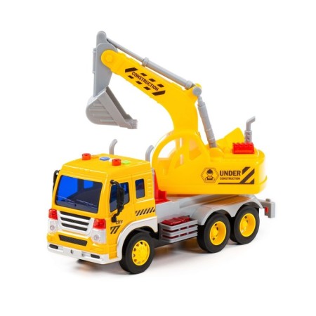 City Excavator car, inertial, with light and sound, yellow color-2
