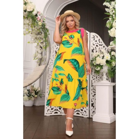 Sarafan female, size 52, yellow color-1